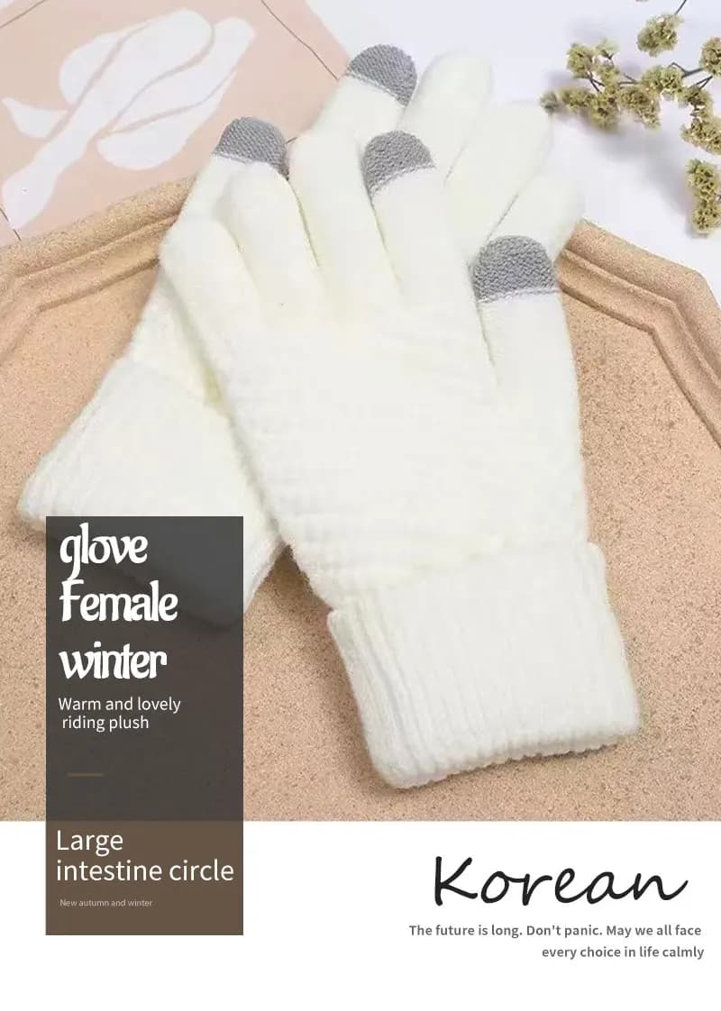 Womens Cashmere Knitted Winter Gloves Women Autumn Winter Warm Thick Touch Screen Skiing Outdoor Cycling Glove