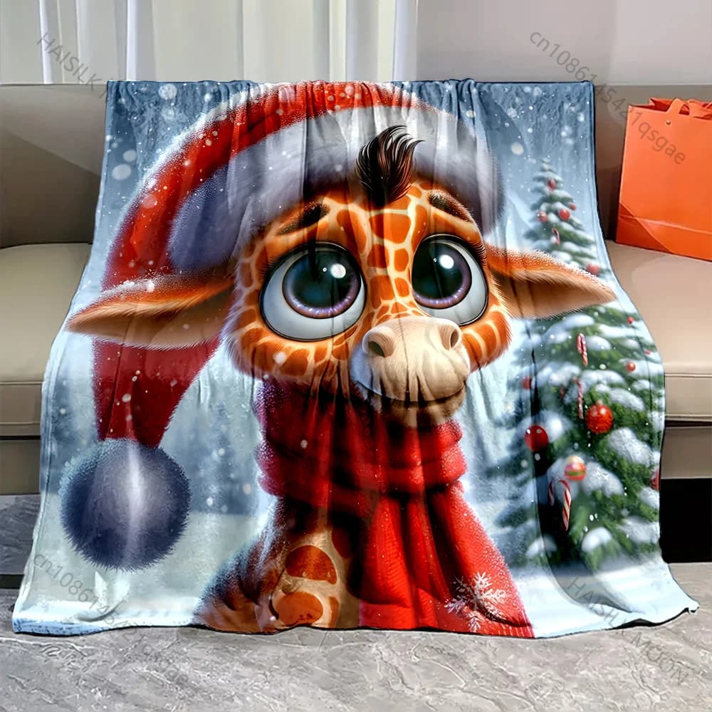 Coperta con motivo festivo a tema natalizio innevato, materiale in flanella, morbido e caldo per tutte le stagioni, campeggio all'aperto, picnic, camper