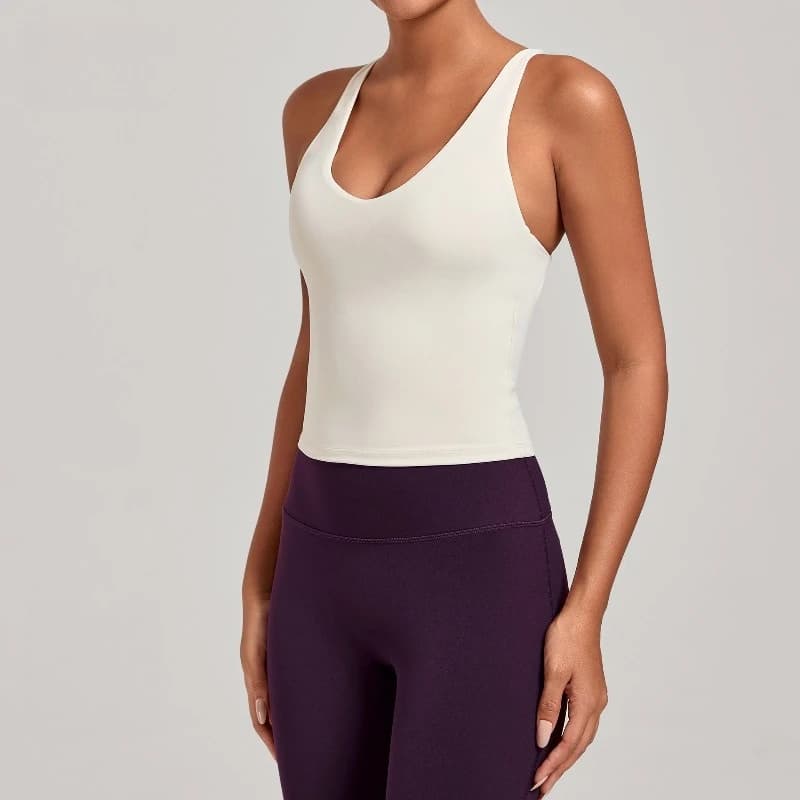 Training in women's gym, cross strap on the back, yoga vests, fast drying fitness clothing, versatile racing sports top with integrated bra cups