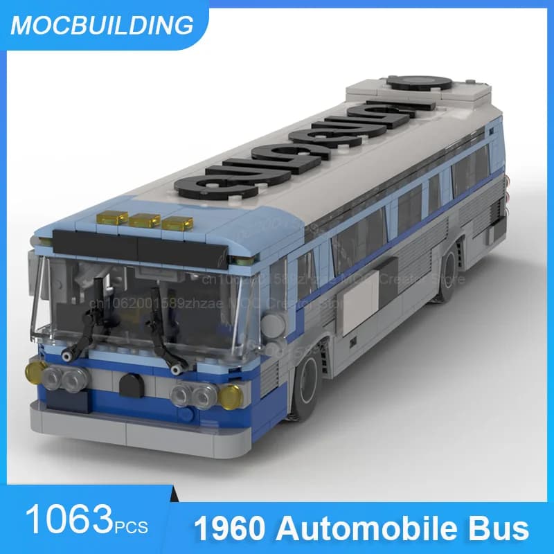 MOC Building Blocks 1960 Automobile Bus Modello FAI DA TE Assemblare Mattoni Città Veicolo di Trasporto Giocattoli Educativi Regali 1063PCS