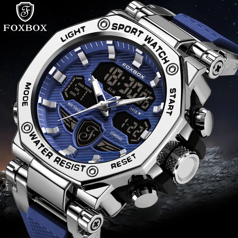 LIGE nuovi orologi da uomo 50M orologio impermeabile sveglia reloj hombre LCD doppio Display orologio da polso orologio da uomo sportivo militare al quarzo