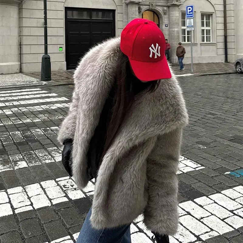 Cappotto in Pelliccia da Donna Corto e Largo con Collo Rovesciato in Visone, Manica Lunga, Caldo, Stile Casual, Giacca Invernale alla Moda