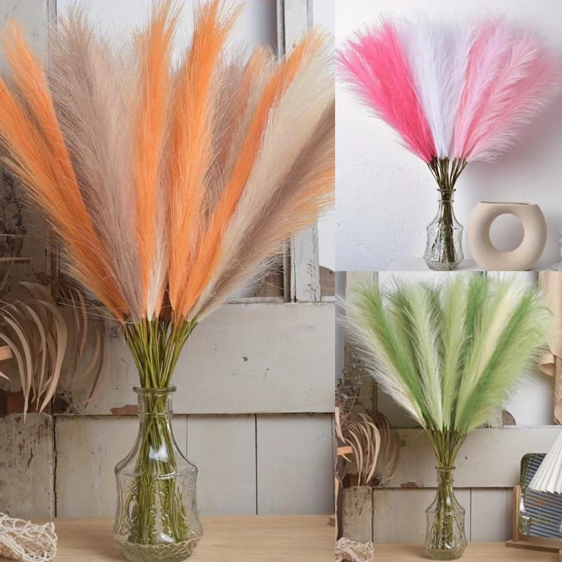 Soft Pampa Grass, Boho Decoration, Fin Plant, Simulated Cane, Artificial Flowers for Weddings, Party & Home Decoration
