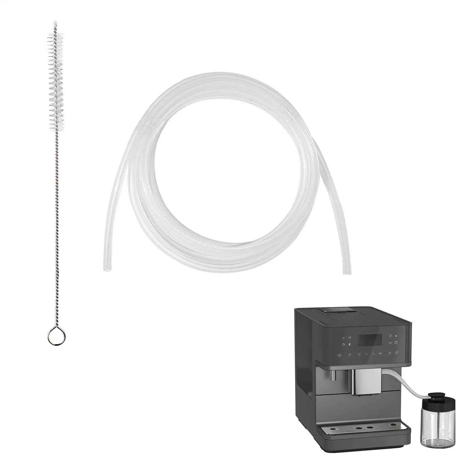 2m Milk Tube with Brush Auto Coffee Machine Silicone Replacement Pipe Milk Hoses Milking Replacement Parts for Apartment Cafe