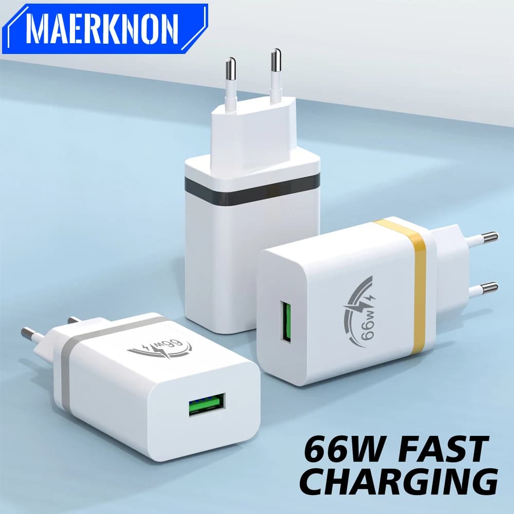 Caricabatterie USB da 66W ricarica rapida ricarica rapida 3.0 adattatori di alimentazione per telefoni cellulari per iPhone 15 caricabatterie da muro Samsung Xiaomi EU/US