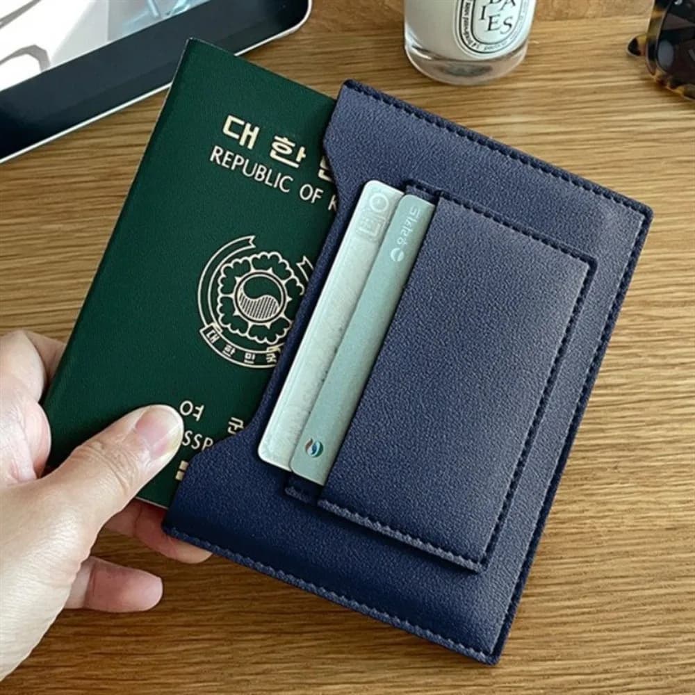 Porta Passaporto Creativo in Tinta Unita, Porta Carte Multifunzionale per Check-in Aereo, Clip per Passaporto in Pelle PU, Porta Biglietti da Uomo