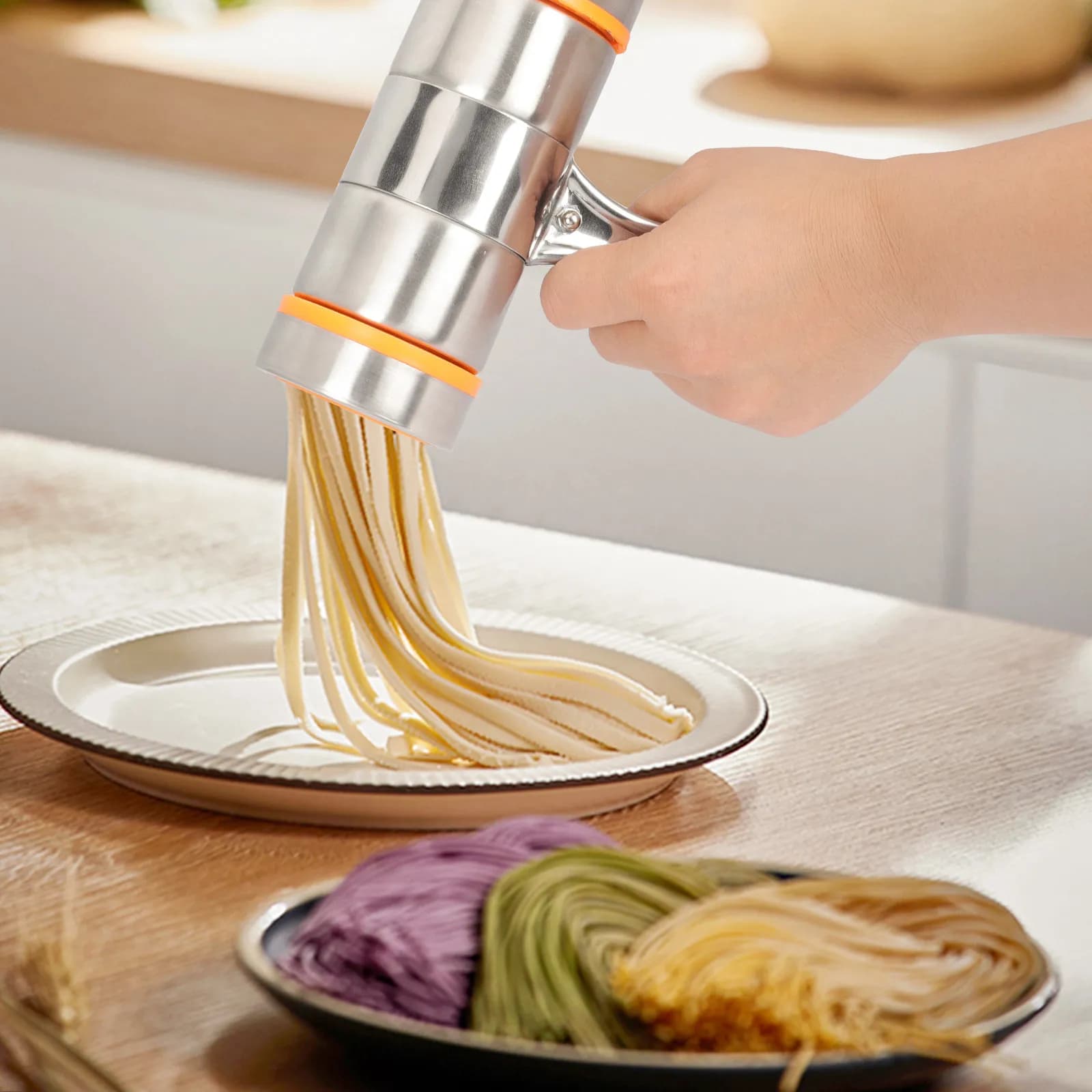 Set per Fare la Pasta a Mano, Macchina per Pasta Domestica a Pressione Manuale, Facile da Pulire, per Pasta di Diverse Dimensioni