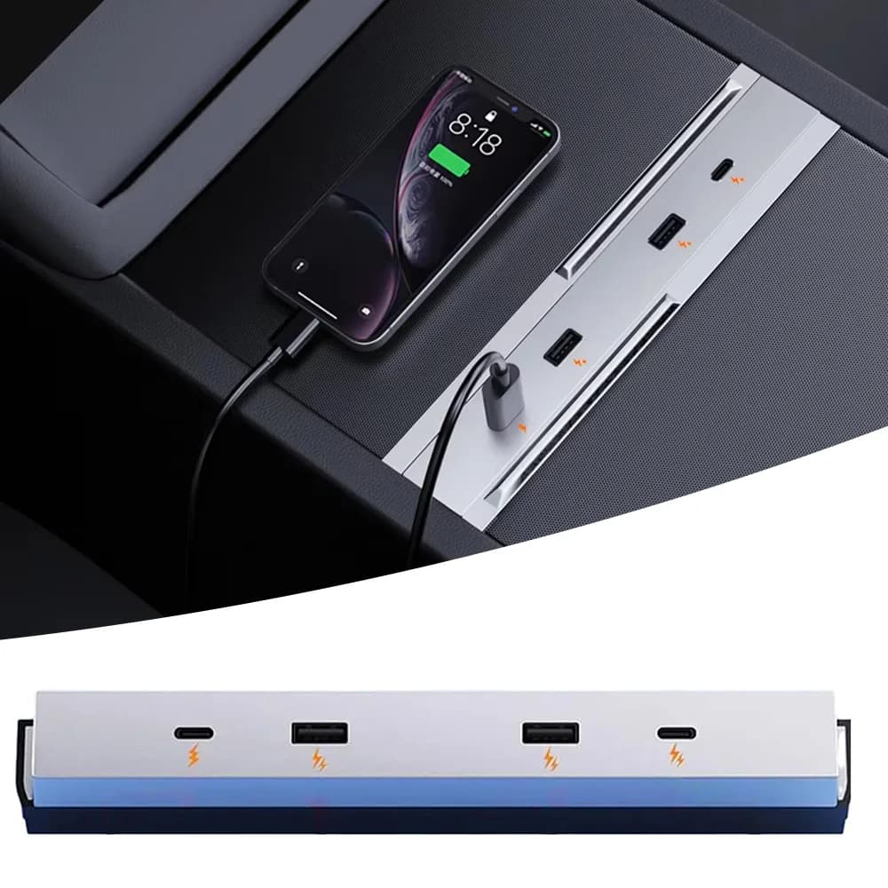 Hub USB di espansione per ricarica rapida 27W-65W per Tesla Model YL Y Launch Juniper, hub USB Type-C per il controllo centrale, compatibile con Model 3 Highland