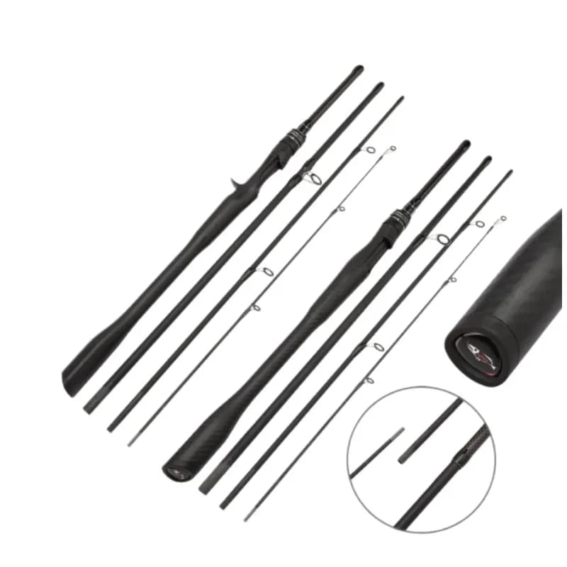 Canna da Pesca Portatile All-in-one con Manico, Canna Girevole Multisezione a 4 Sezioni, Leggera in Carbonio, Ideale per la Pesca al Bass
