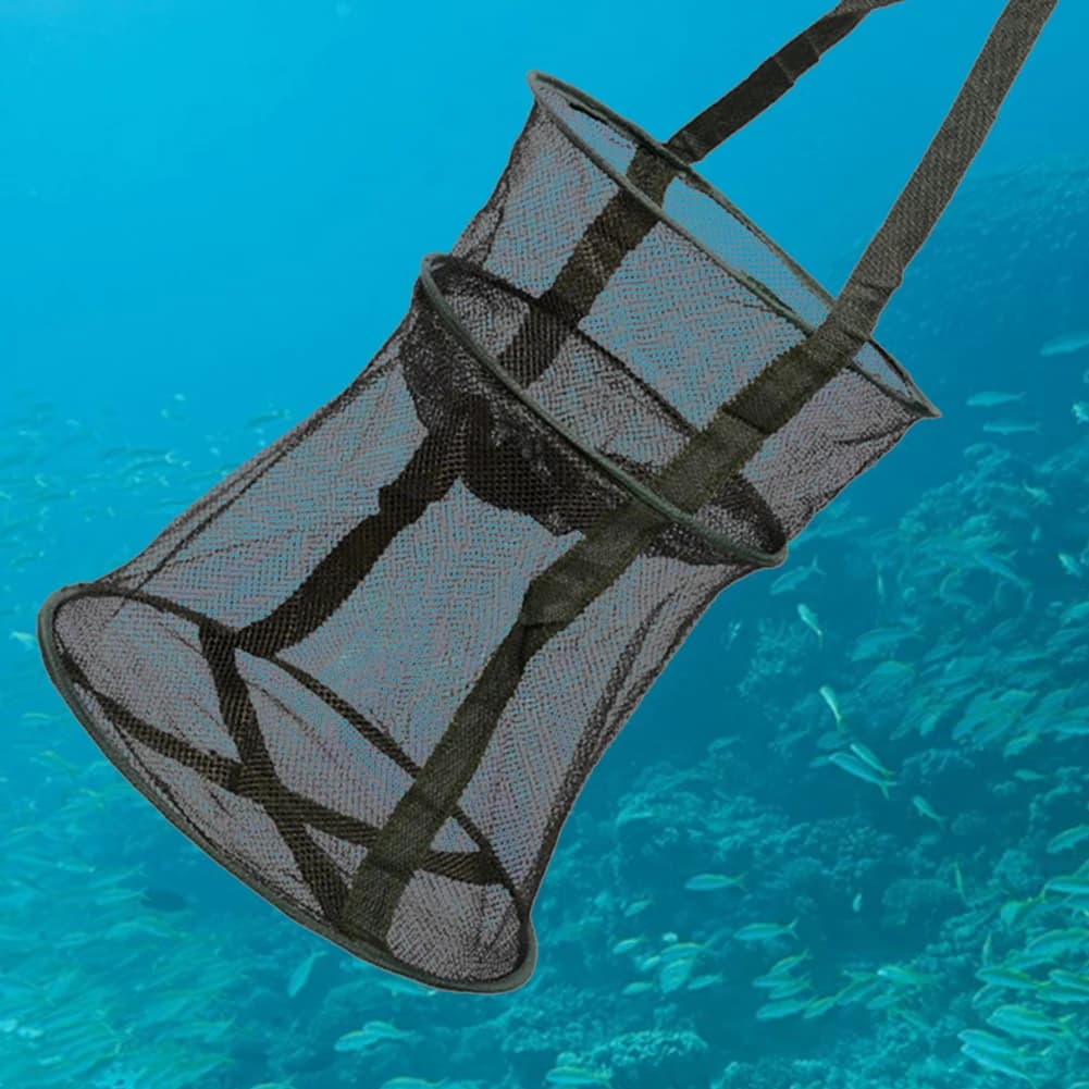 Rete da Pesca Pieghevole, Gabbia per Pesci Rotonda Richiudibile, Guadino Pieghevole, Rete da Lancio, Accessori per la Pesca