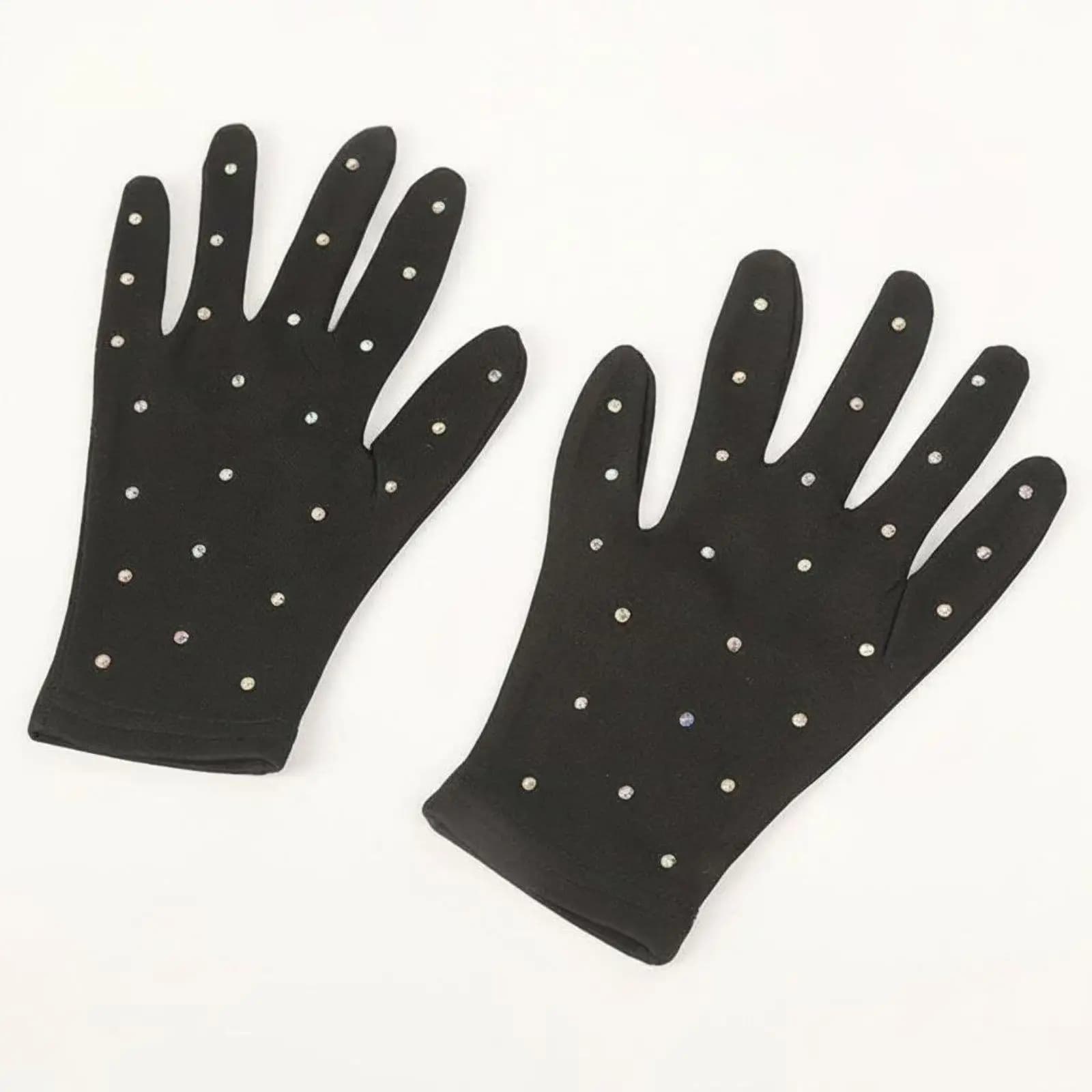 Children Skating Gloves Fancy Opaque Glove Rhinestone Skating Accessory for Children for Ice Performances