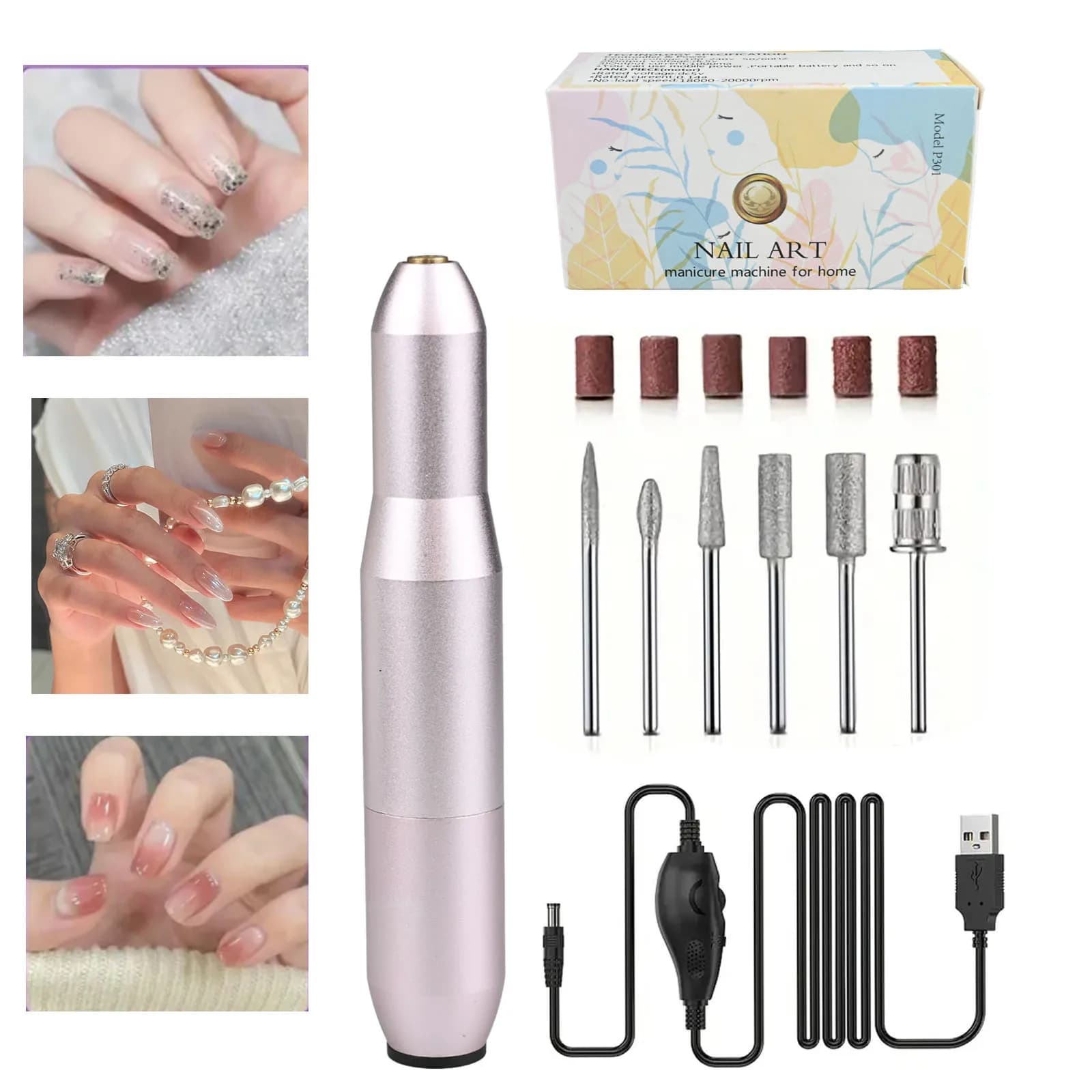 25000 giri/min ricaricabile trapano elettrico per unghie ProfessionaBrand + punte per unghie per unghie in gel smalto portatile lima per unghie manicure