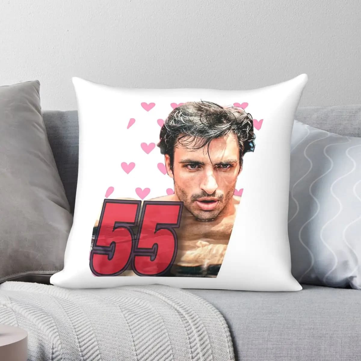 Fodera per cuscino quadrata Carlos Sainz Racing Driver in poliestere, lino, velluto, con cerniera, decorativa, per divano, 45x45