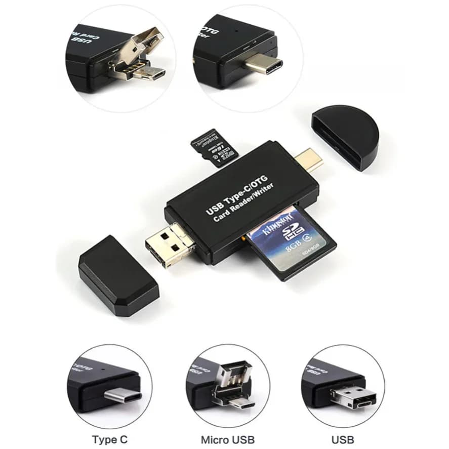 Lettore di schede SD Lettore di schede SD Micro TF USB 3.0 Adattatore per schede di memoria intelligente Lettore di schede di tipo C Lettore di schede USB 2.0 Micro OTG per laptop