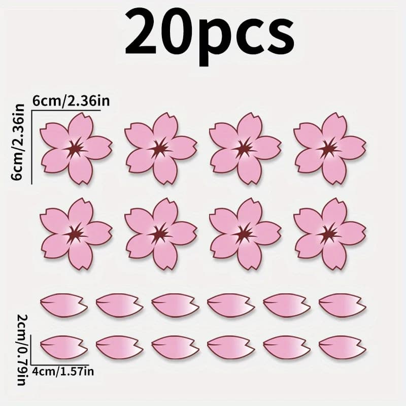 20 adesivi impermeabili e resistenti al sole con fiori di ciliegio, decorazioni fai da te per auto, bici, casco, copertura antigraffio
