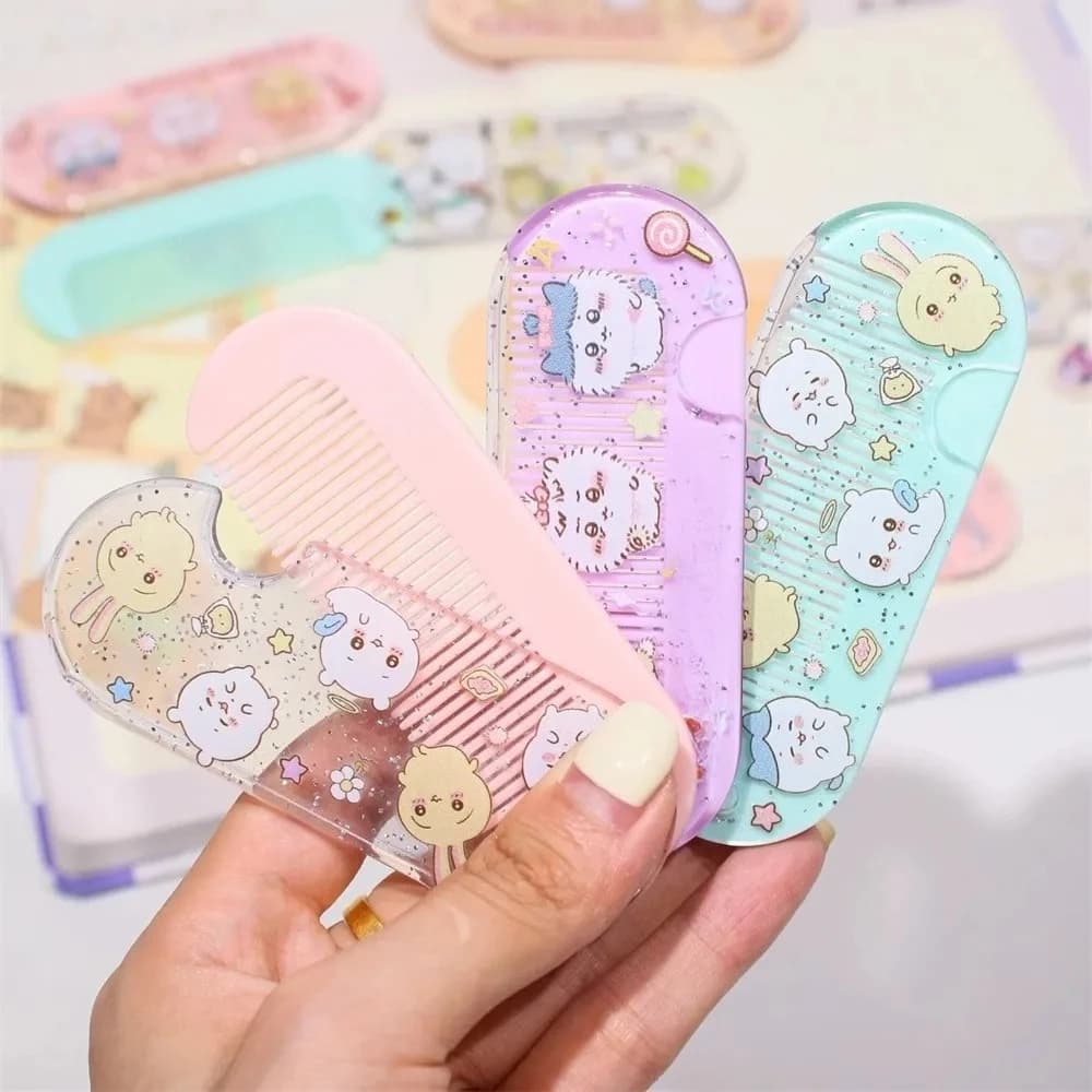 Chiikawa Cute comb for students Portable cartoon design Folding side braided comb Nagano Spot Goods Usagi Hachiwera Chii