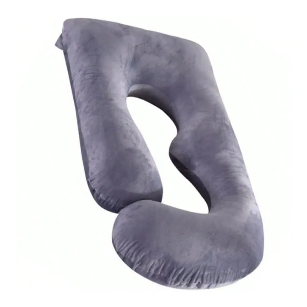 Cuscino per donna, cuscino a forma di J per il supporto durante il sonno, cuscino per donna incinta, con rivestimento in velluto rimovibile, nero e grigio, Ro