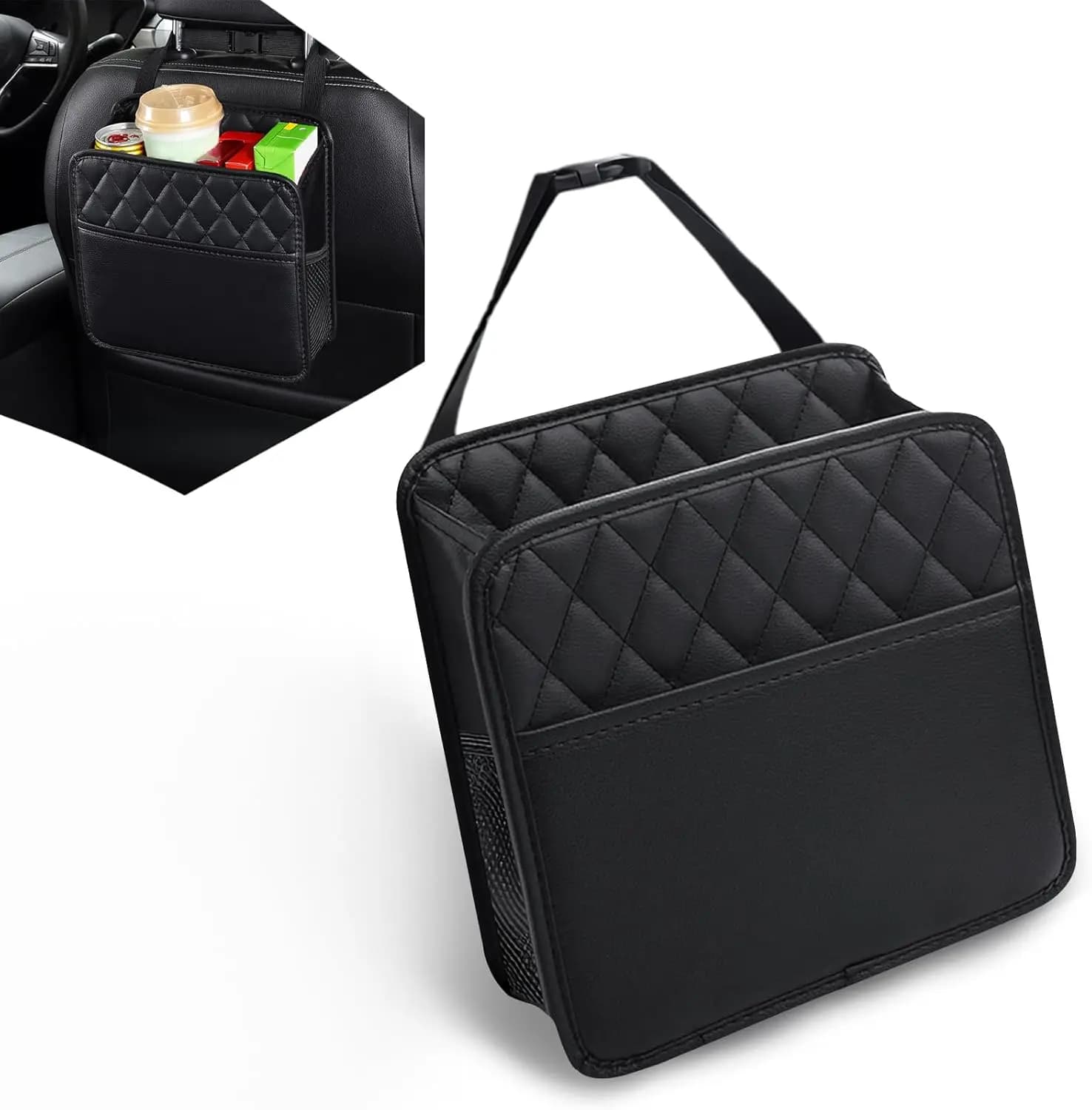 Organizer da appendere per sedile posteriore auto in pelle PU, multiuso, accessori essenziali per viaggi in auto