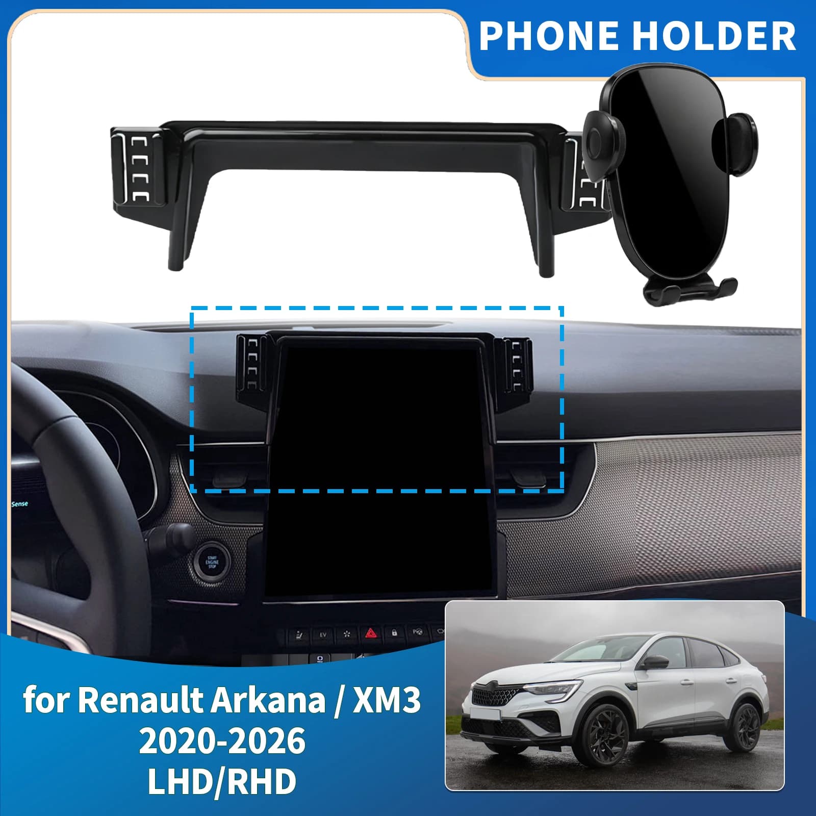 for Renault Arkana XM3 2020 2021 2022 2023 2024 2025 2026 Integrated Screen Mount Phone Holder Mount Car Accessories