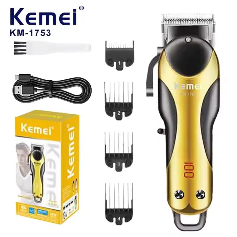Kemei KM-1753 Electric Haircut Adjustable with LCD Display, Professional Hair Cutting Machine