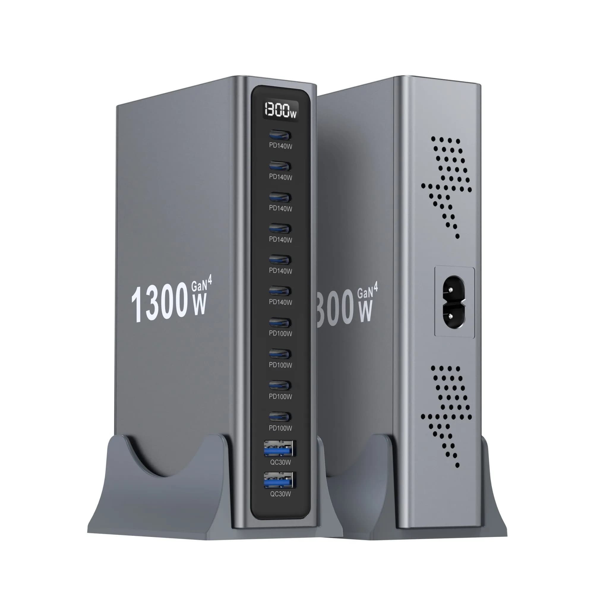 1300W GaN IV 12-Port USB C Charging Station PD140W Laptop Charger iPhone17/18 Samsung Xiaomi Tablet Multi-Device Charge Hub