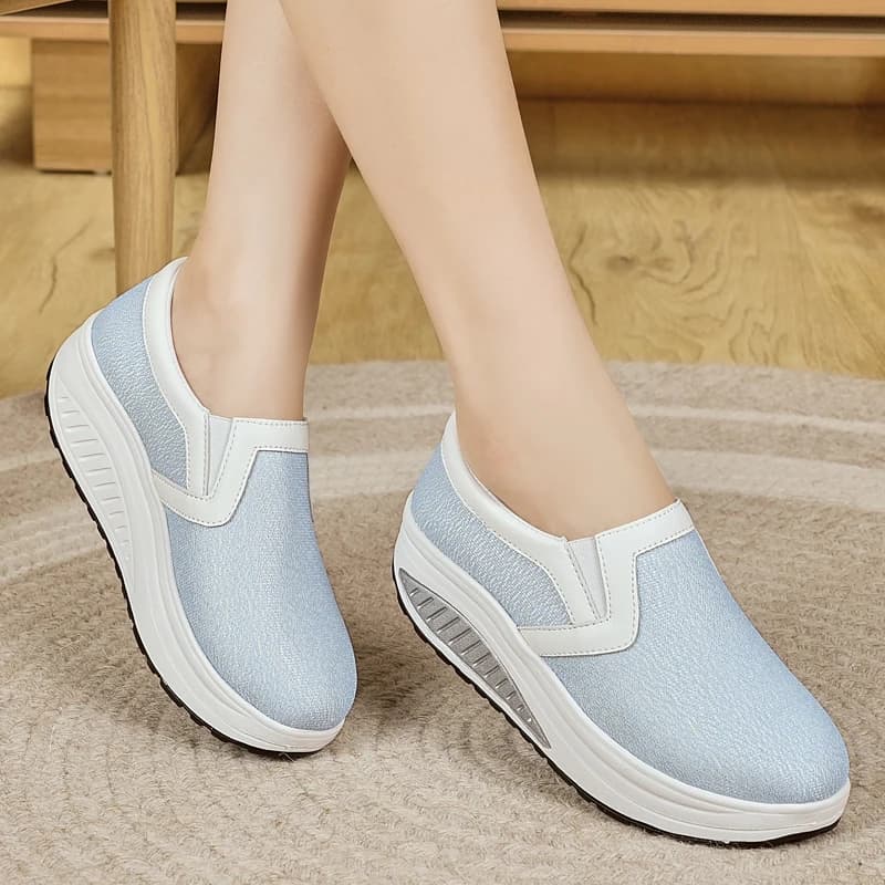 Scarpe da donna con plateau, antiscivolo, comode, sportive e casual, taglie grandi, per il tempo libero e l'uso quotidiano.