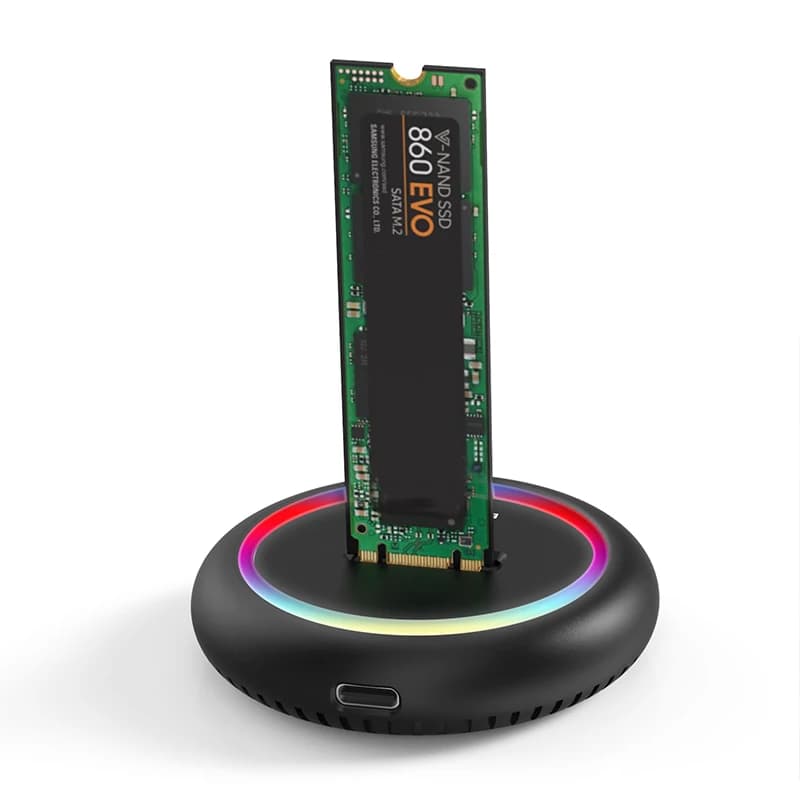Custodia SSD RGB USB C M.2 SATA/NVME Docking station USB C Doppio protocollo esterno Custodia SSD USB3.1 Gen2 M.2 NGFF e NVME
