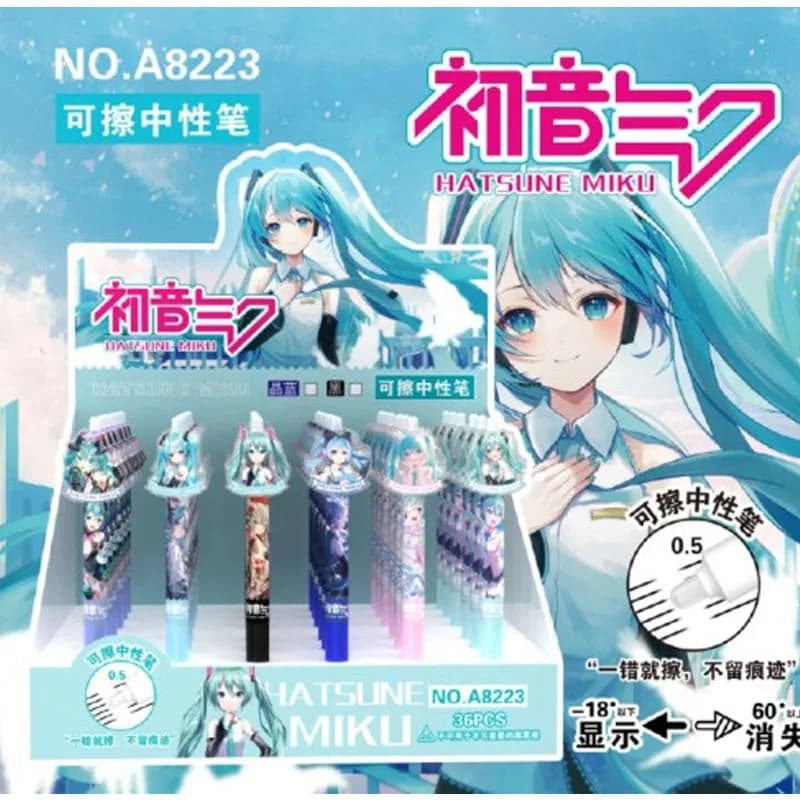 2/4/6PCS per Hatsune Miku studente di cancelleria penna gel cancellabile carino anime periferia magia facile da pulire blu premere penna regali