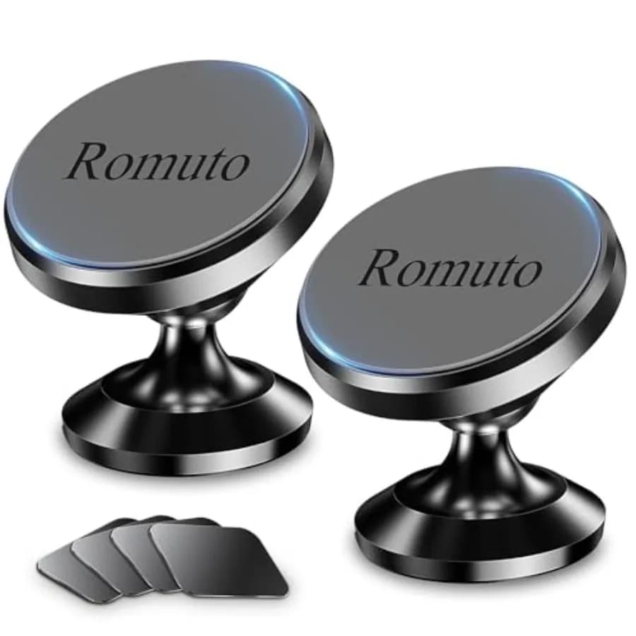 Supporto per telefono magnetico da 2 pezzi per cruscotto dell'auto con forte magnete e 4 piastre metalliche Supporto universale per telefono per auto compatibile con i