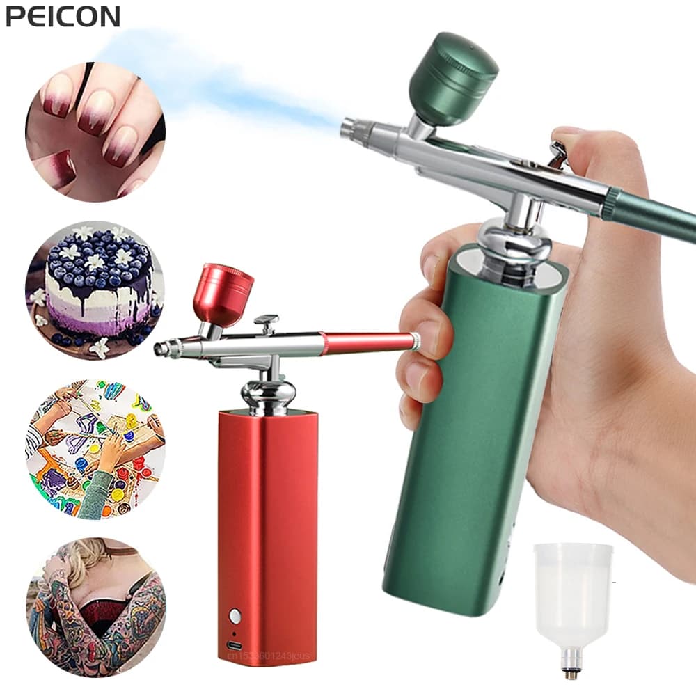 Aerografo per unghie compressore d'aria aerografo portatile per Nail Cake Tattoo Makeup Air Brush Nail Art Paint Compressor iniezione di ossigeno