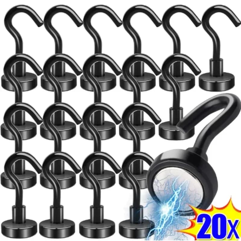 Black resistant magnetic hooks for refrigerator, multipurpose magnetic hooks, keys, clothes racks, kitchen, bathroom, organizer