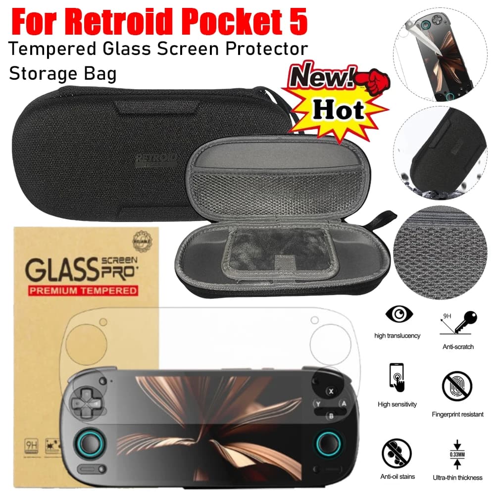 Per Retroid Pocket 5 Pellicole protettive per schermo in vetro temperato Custodia protettiva per Retroid Pocket 5 Accessori per console di gioco