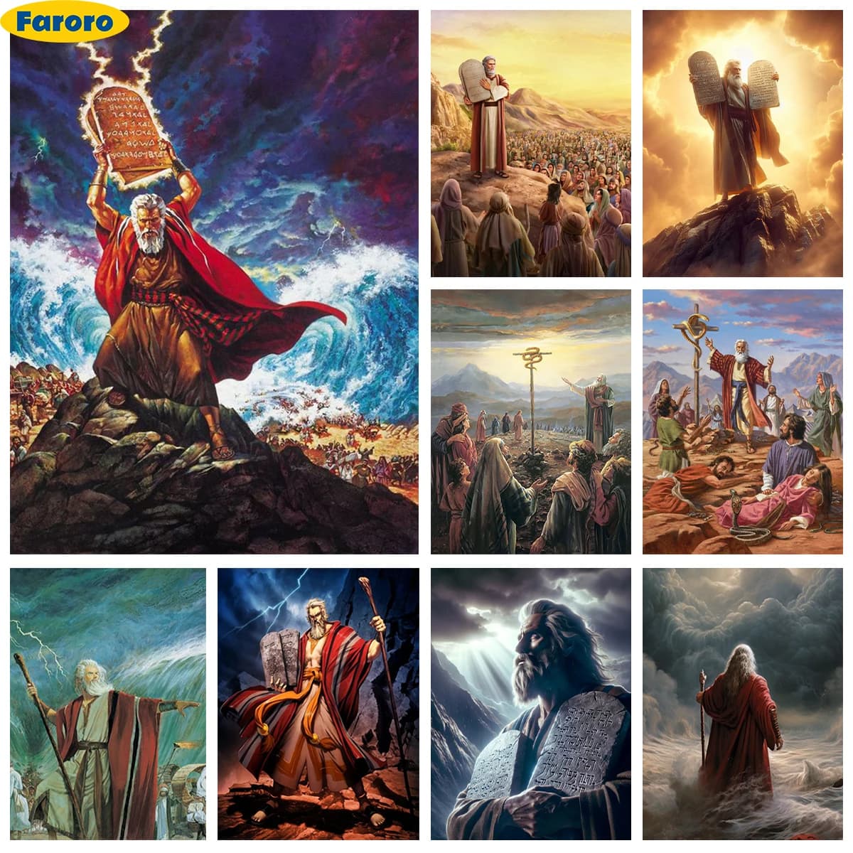 Ebraico Moses Diamond Painting Kit antico Leader ebraico ricamo diamante fai da te punto croce religione Home Wall Decor regali a mano