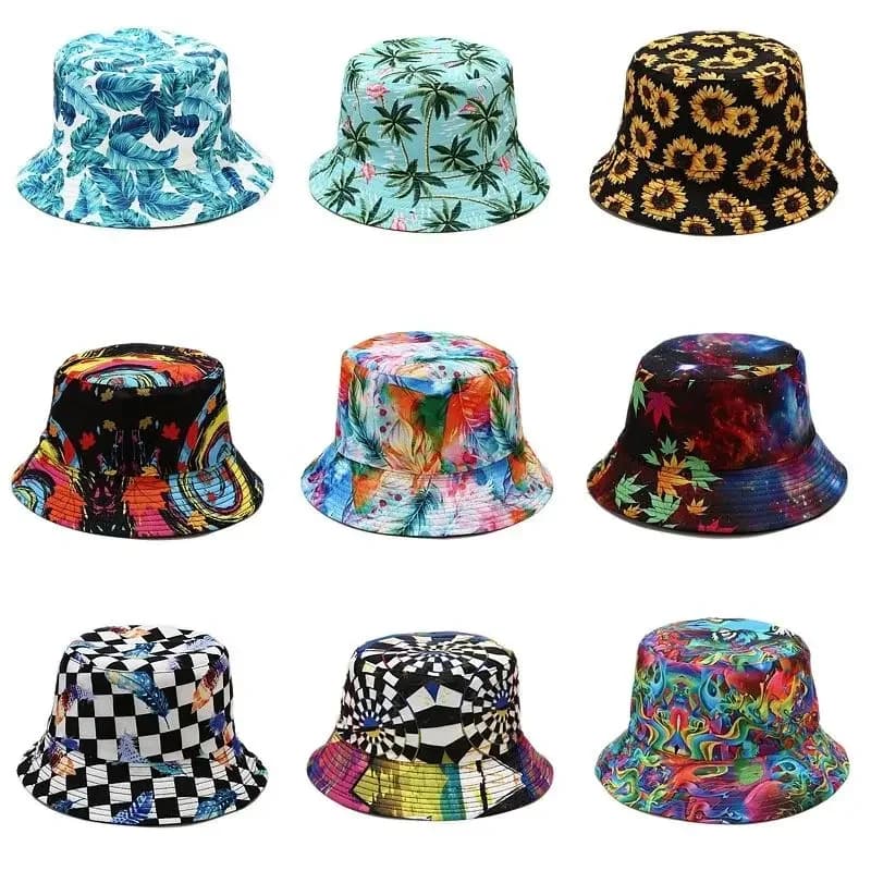Cappello da pescatore con stampa graffiti Four Seasons Cotton Flowers, cappello da sole per viaggi all'aperto, per uomo e donna 300