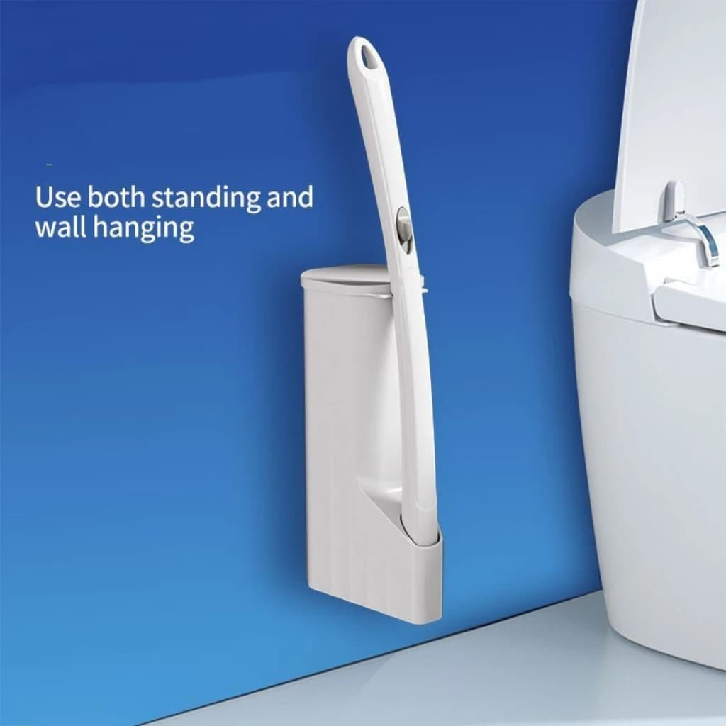Disposable Toilet Brush With 10 Brush Heads, 3-in-1 Toilet Cleaning System Ergonomic Toilet Wand, With Compact Holder, 10 Pre-Filled Cleaning Solution Refills For Deep Scrub Toilet