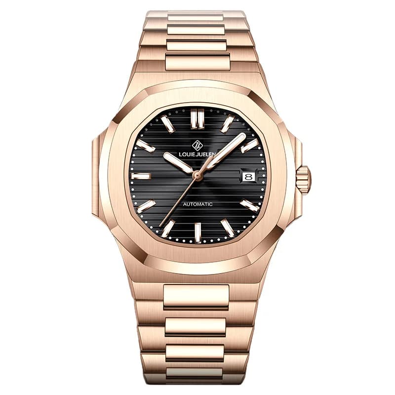 Orologio Automatico di Lusso per Uomo LOUE JUEBEN, Design Ottagonale Classico, Orologio da Polso Meccanico in Acciaio Inossidabile con Display Data