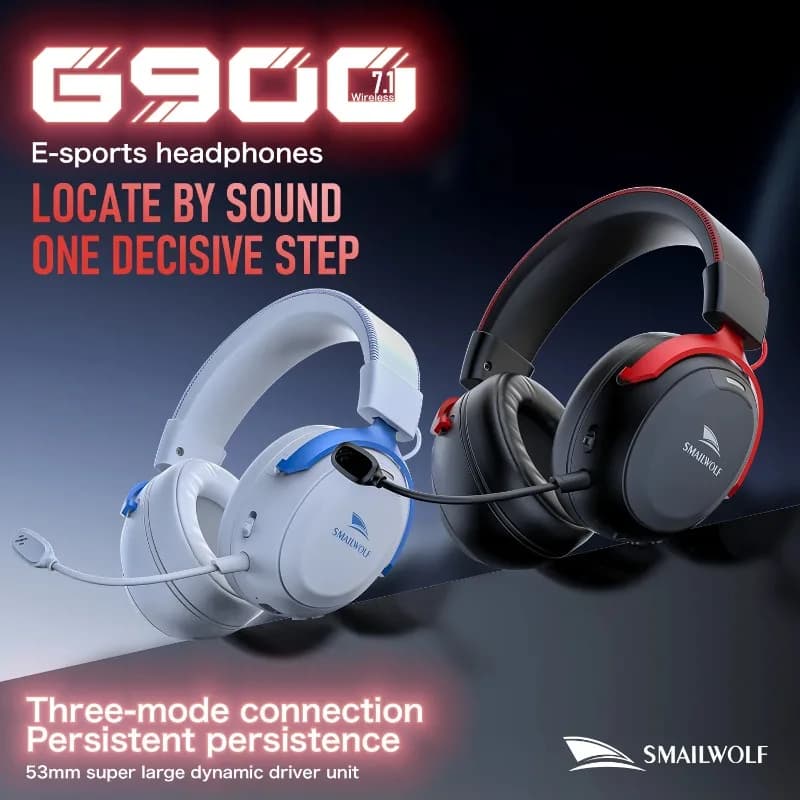 SMAILWOLF G900 Cuffie Bluetooth Wireless 2.4G per E-Sports, PS5, PC, Switch, Audio Surround 7.1, Cancellazione del Rumore, Microfono Integrato