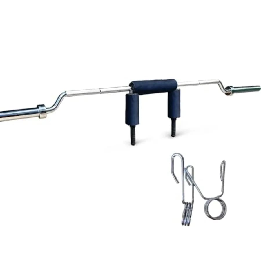 Safety Squat Bar 700 lb with Padded Handle and Collars for 2 Inch Discs, Steel Construction Resistant, Ideal for Squat