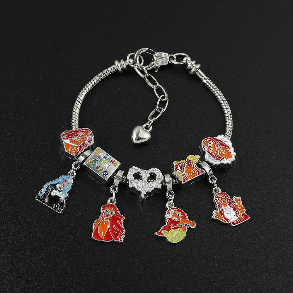 Hot Singer Karol G Bracciale Smalto carino Perline con ciondoli Braccialetti per le donne Bracciale fai da te Ragazze Gioielli per feste per i fan Accessori regalo