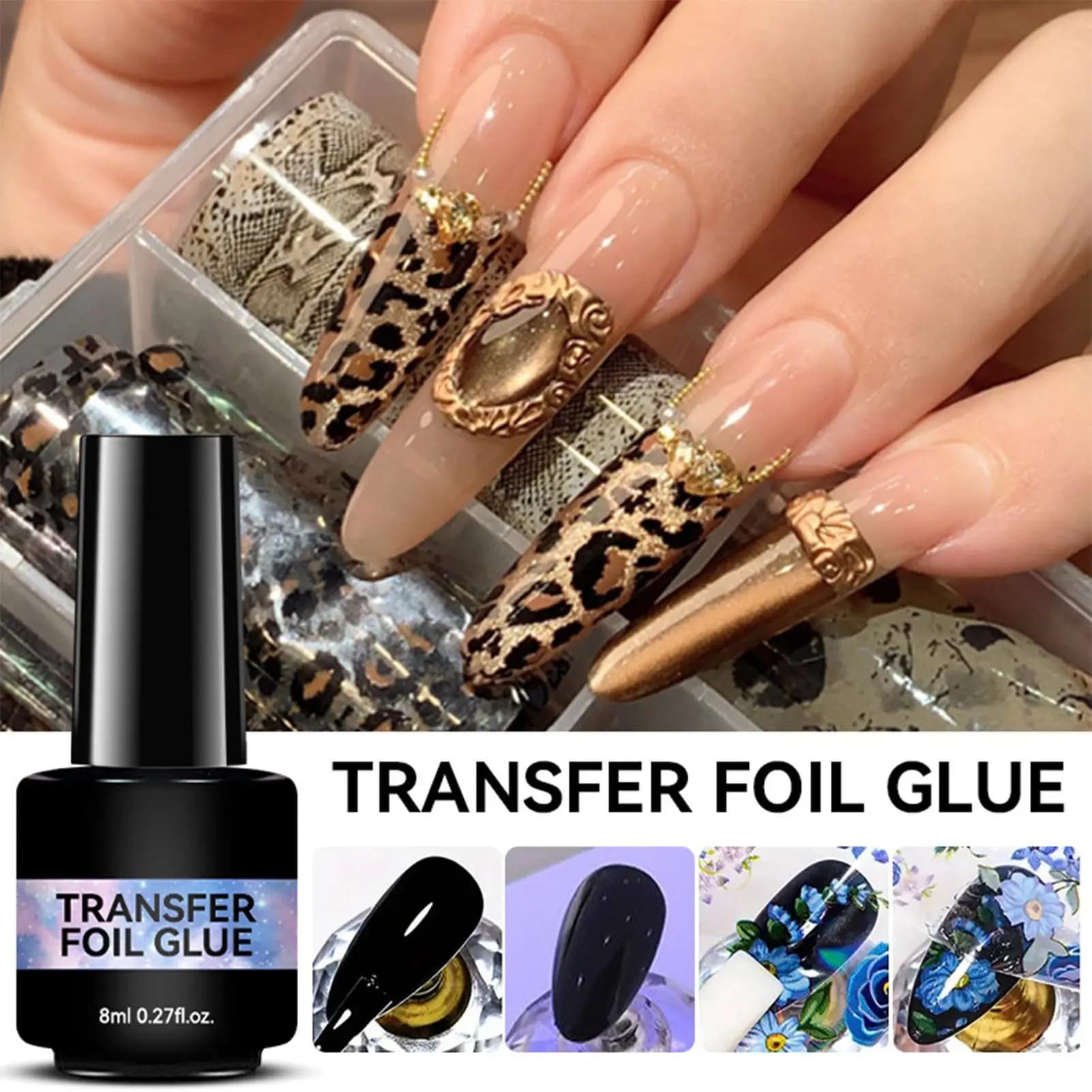 Colla per nail art da 8ml per unghie effetto cielo stellato, smalto semipermanente, colla adesiva per nail art, gel UV LED soak-off per nail art