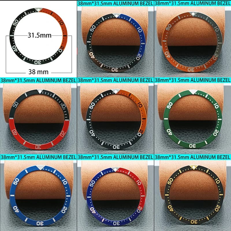 38mm Orologio in alluminio Lunetta Inserto NH35 Anello della cassa Adatto Submariner NH35 NH36 Cassa subacquea Lunetta Anello Parti Orologio da uomo Regali