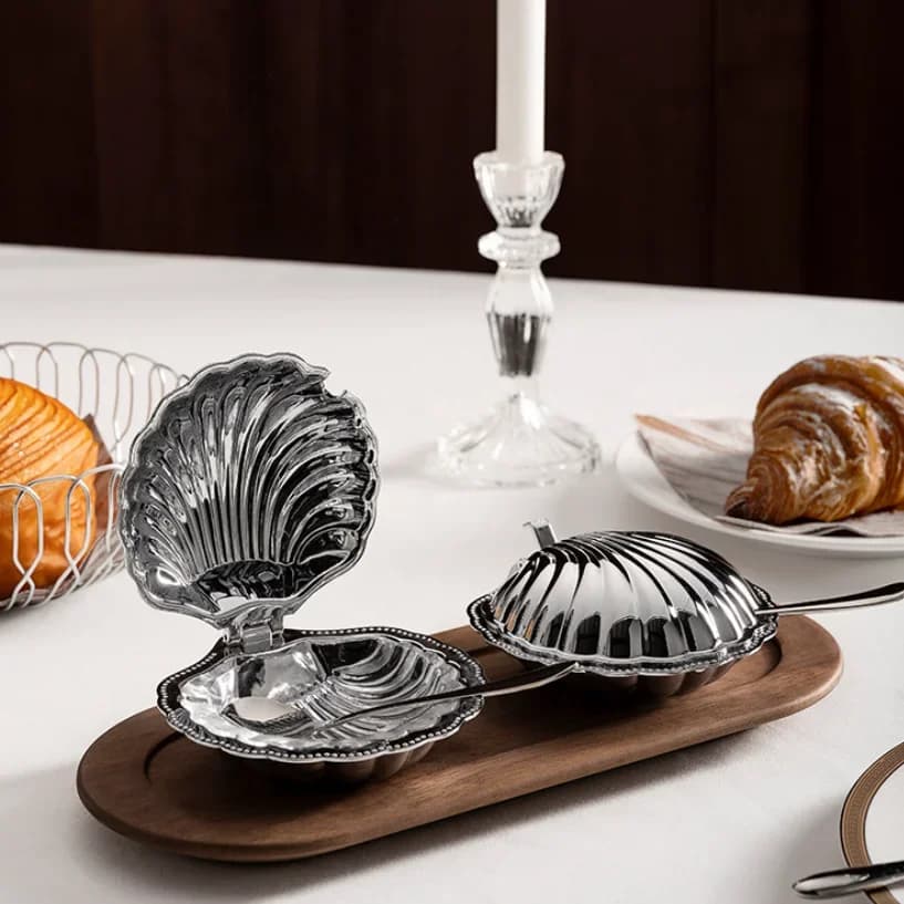 European style luxury butter box stainless steel hotel home kitchen shell butter box model room decoration