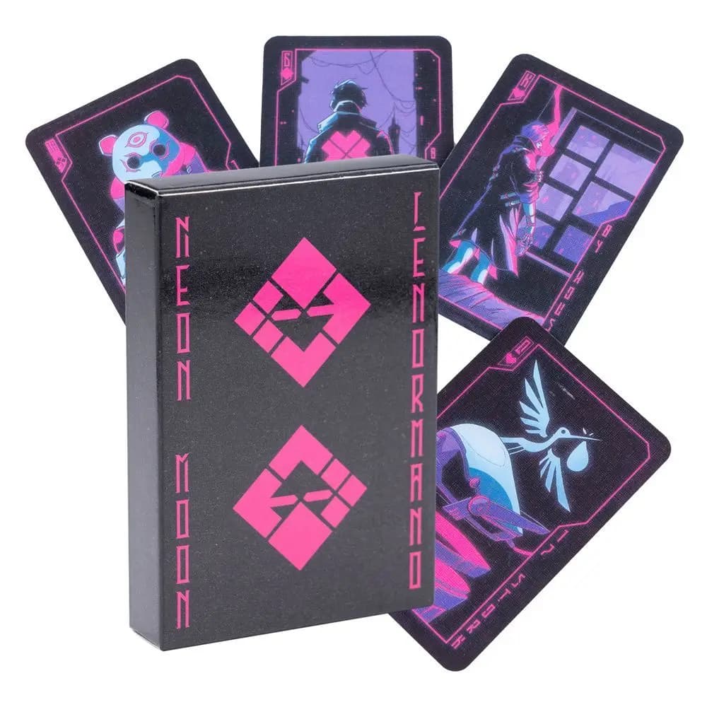 Neon Moon Lenormand Deck, carte oracolo Cyberpunk per i mistici moderni - Set di 36 carte per divinazione scienza-fantascienza 9*6 cm