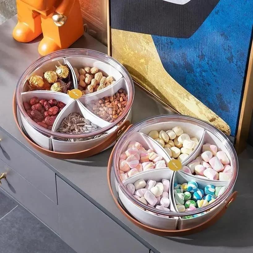 Trasparente portatile semplice scatola di frutta secca lusso leggero domestico con coperchio compartimentalizzato sigillato scatole di stoccaggio di candy snack