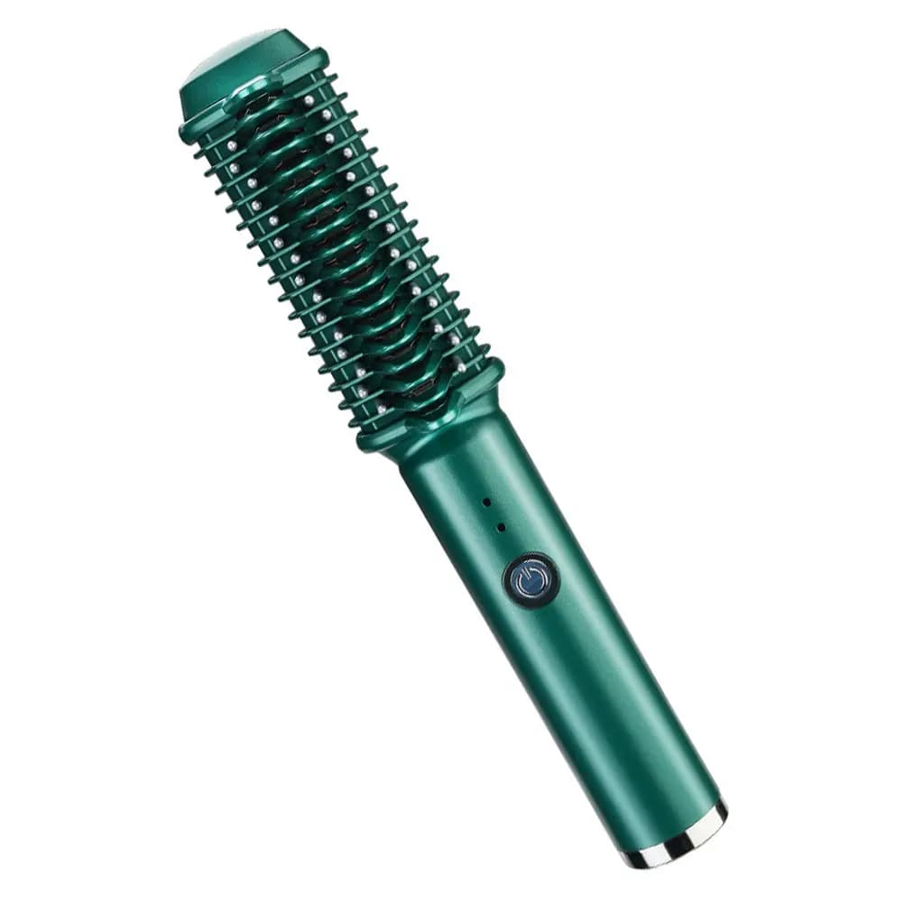1Set Hair Straightener Curler Brush Dual Function Styling Tool Portable Travel Friendly Quick Heat Up Anti Scalding Hair Styling
