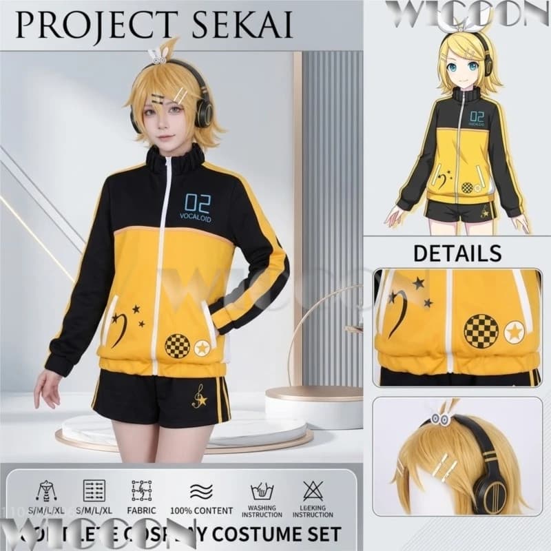 Costume da cosplay Project SEKAI, set di abbigliamento sportivo, completo per l'uso quotidiano e per eventi cosplay, costume da festa di Halloween, giallo