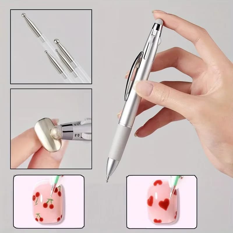 LINMANDA 5 In 1 Nail Art Dotting Pen Double Ended Nail Art Dotting Pen Nail Art Tool Suitable for Home DIY and Nail Salons
