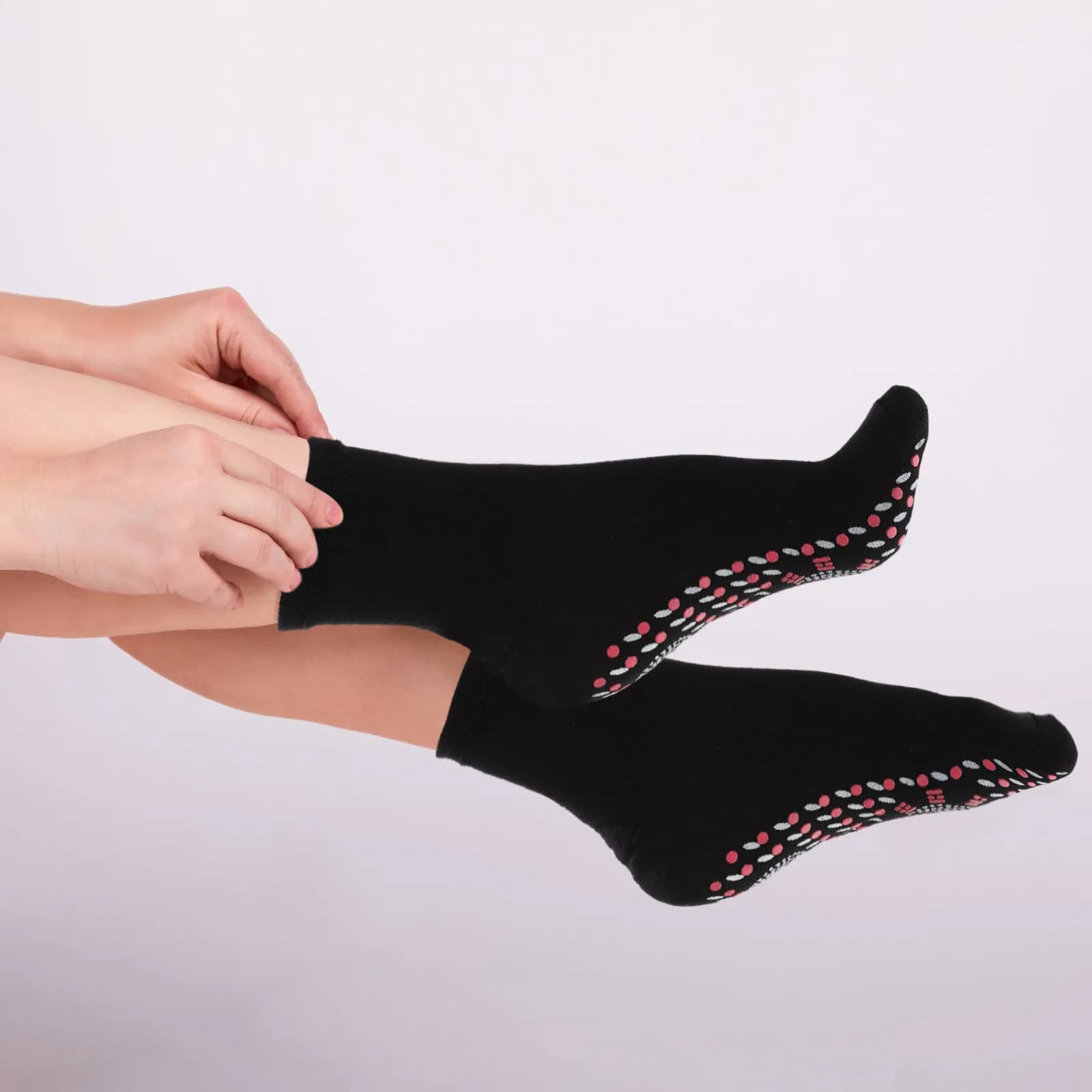 4 Paia di Calzini Termici Massaggianti con Punti in Silicone, Scaldapiedi Traspiranti in Cotone Riscaldato per l'Inverno, per Uomini e Donne