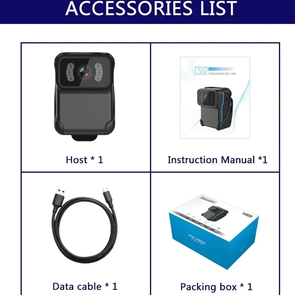 CS02 Sports Camera Waterproof IP67 1080P HD Wearable for Police with WiFi and Night Vision