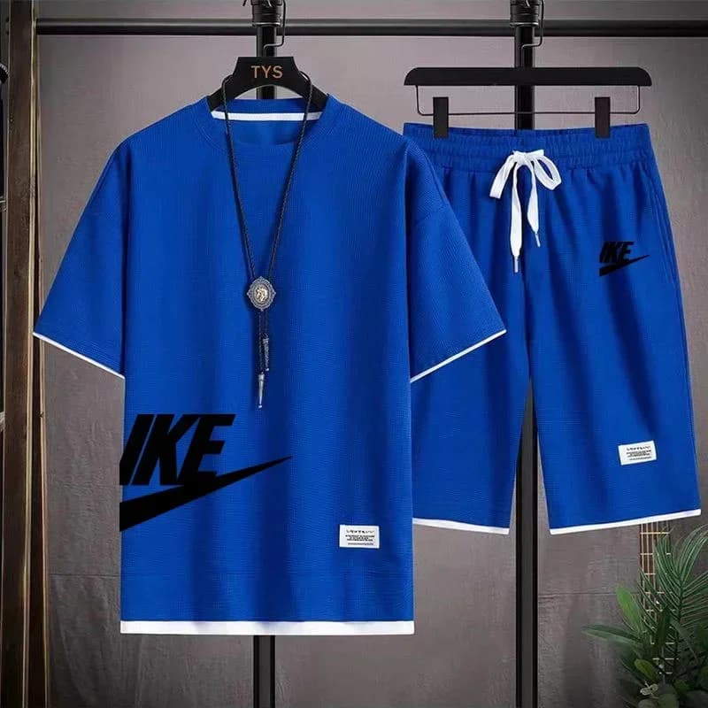Fashionable, casual and trendy men's sportswear set, short sleeve t-shirts and summer sports shorts set for outdoor activities